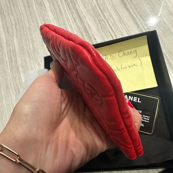 SOLD!!! NEW Chanel Red Camellia Lambskin O Case with SHW. Full set. - Picture 6 of 6